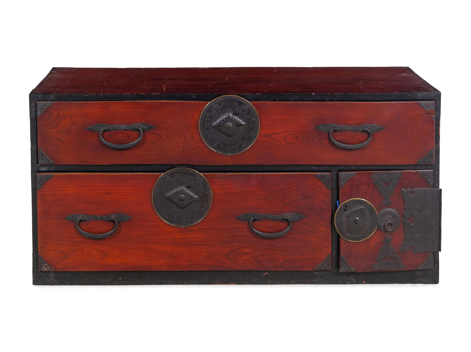 An Iron Mounted Softwood Tansu Chest (1 of 3)