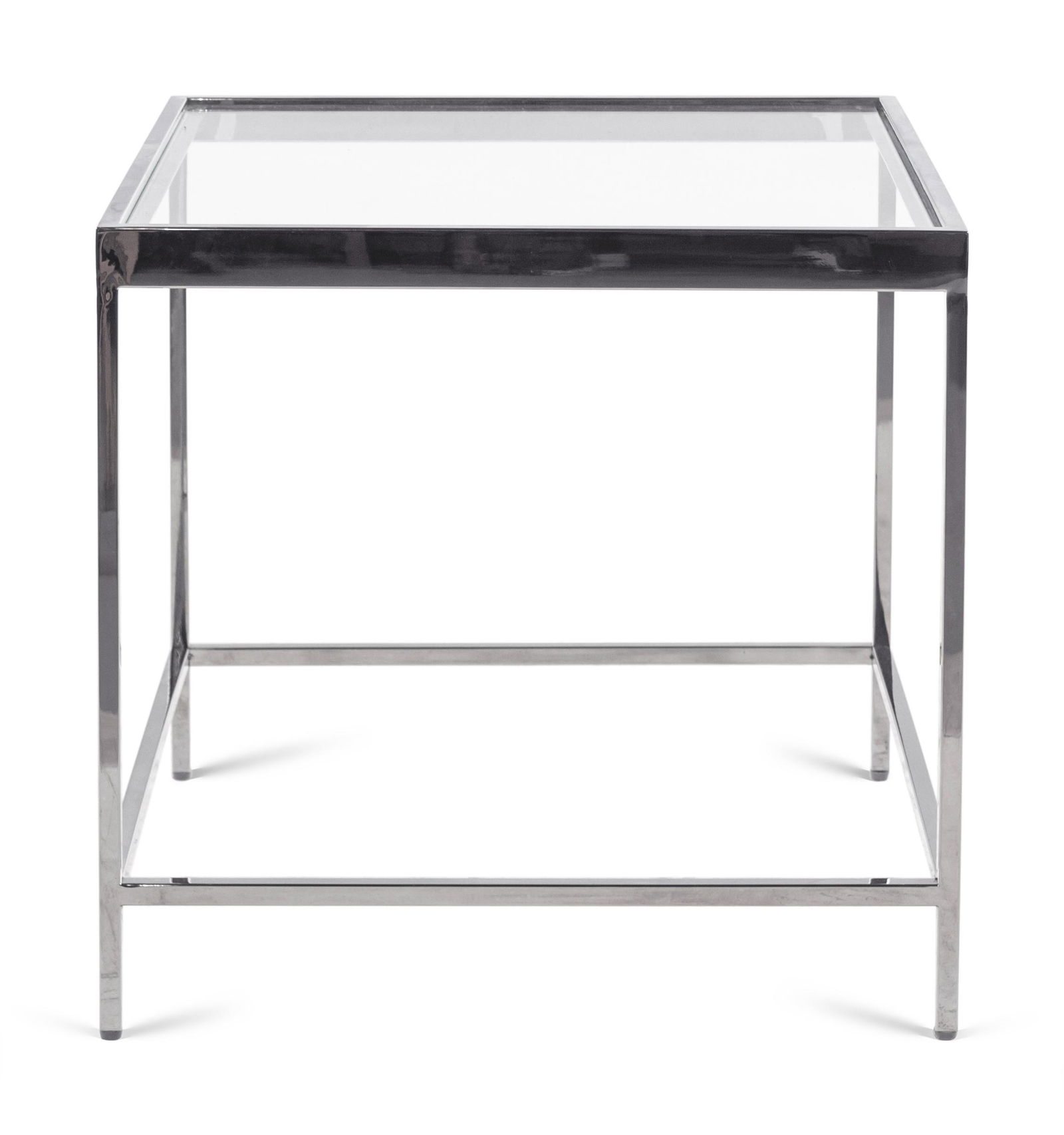 A Chrome-Finished Glass-Top Side Table (1 of 2)