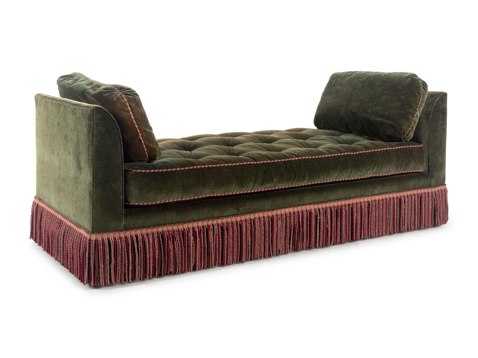 A Mohair Upholstered Day Bed with Bullion Fringe (1 of 3)
