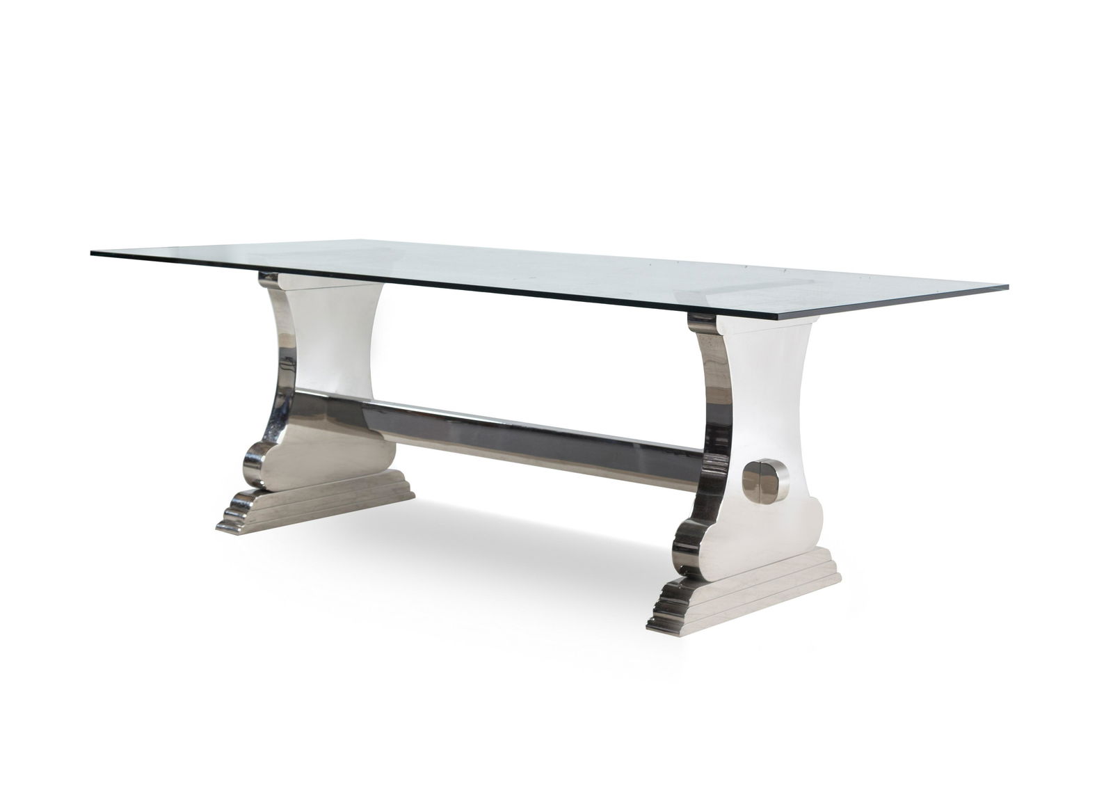 A Contemporary Chrome and Glass Dining Table (1 of 2)