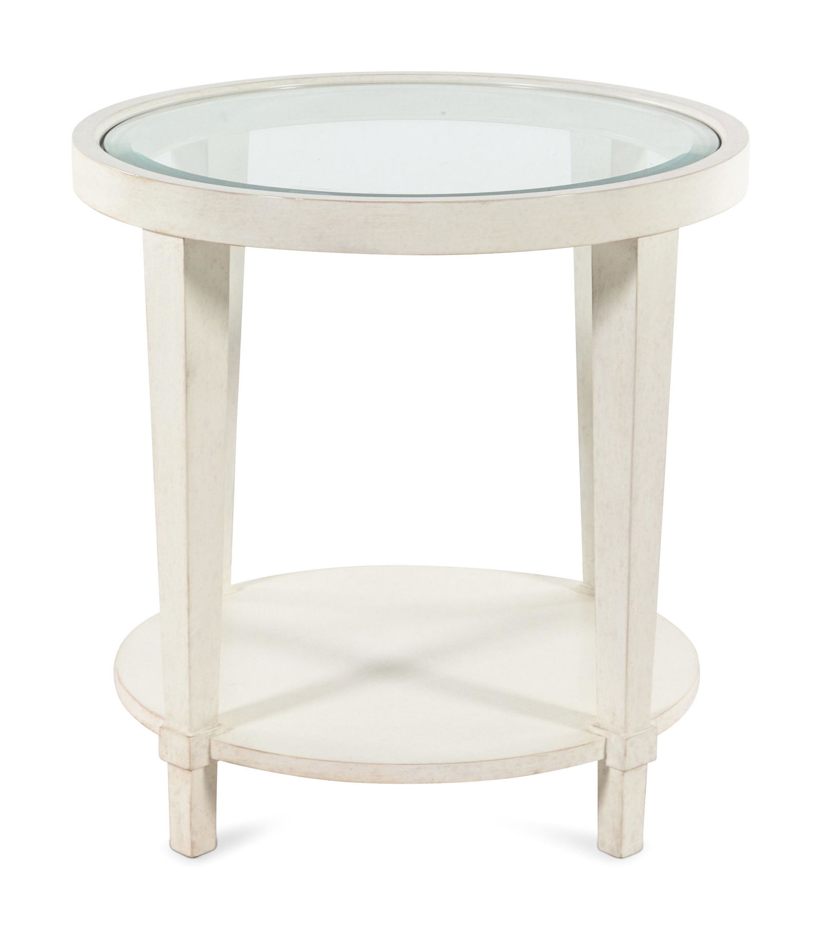 A Contemporary White-Painted Glass-Top Side Table (1 of 2)