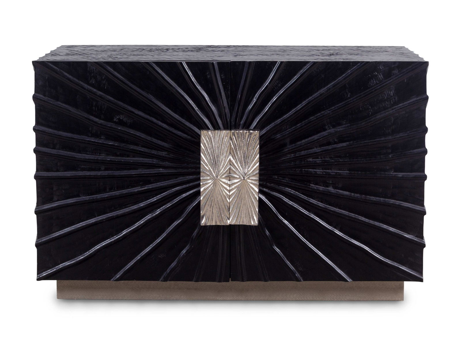 A Contemporary Ebonized Sculpture-Front Cabinet (1 of 3)