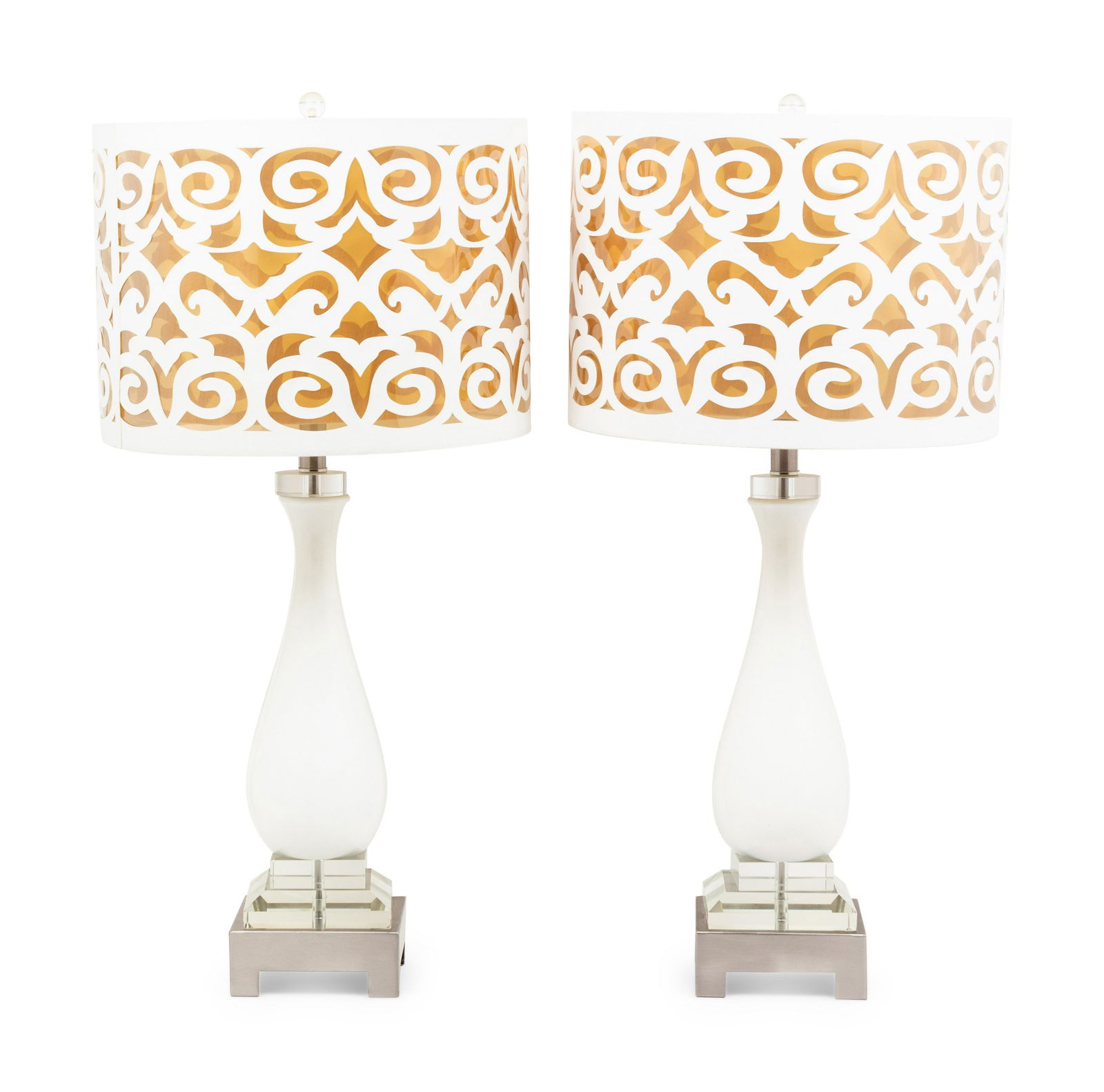 A Pair of Contemporary Table Lamps with Cut-Out Shades (1 of 2)