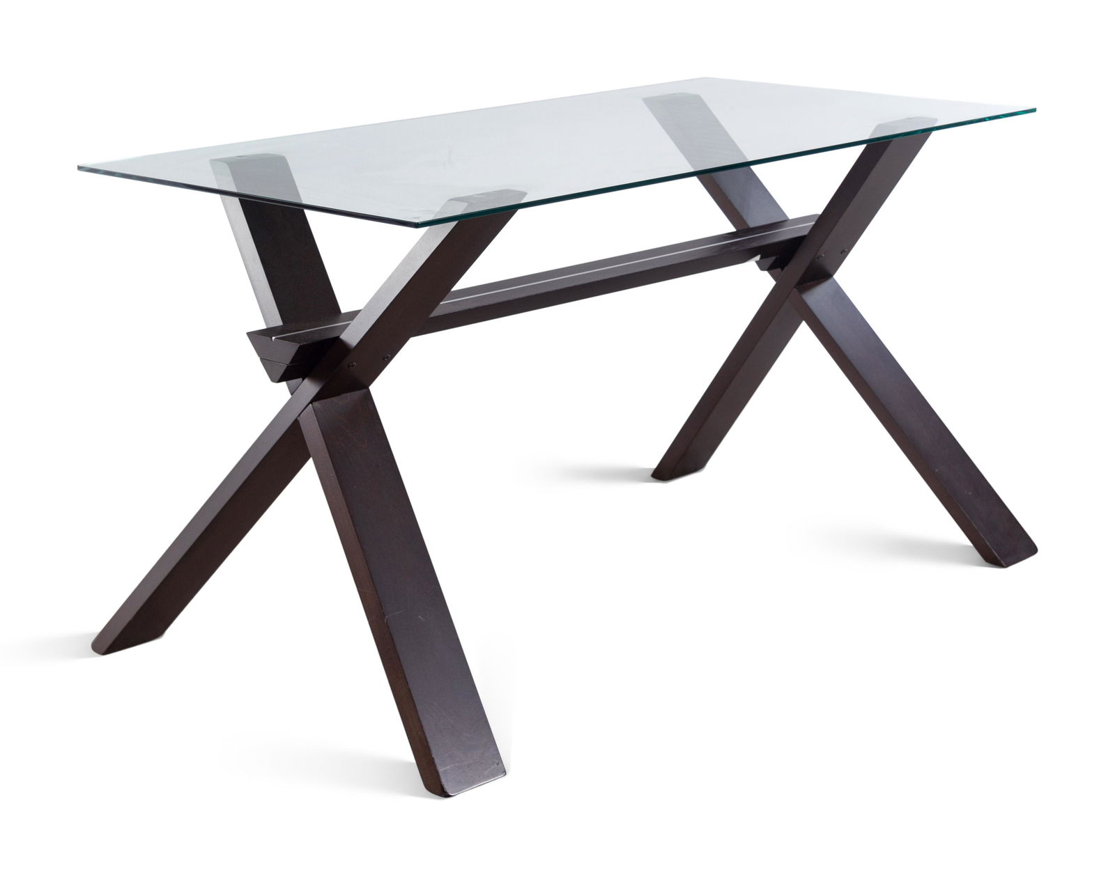 A Contemporary Glass-Top Desk with an X-Form Base (1 of 3)