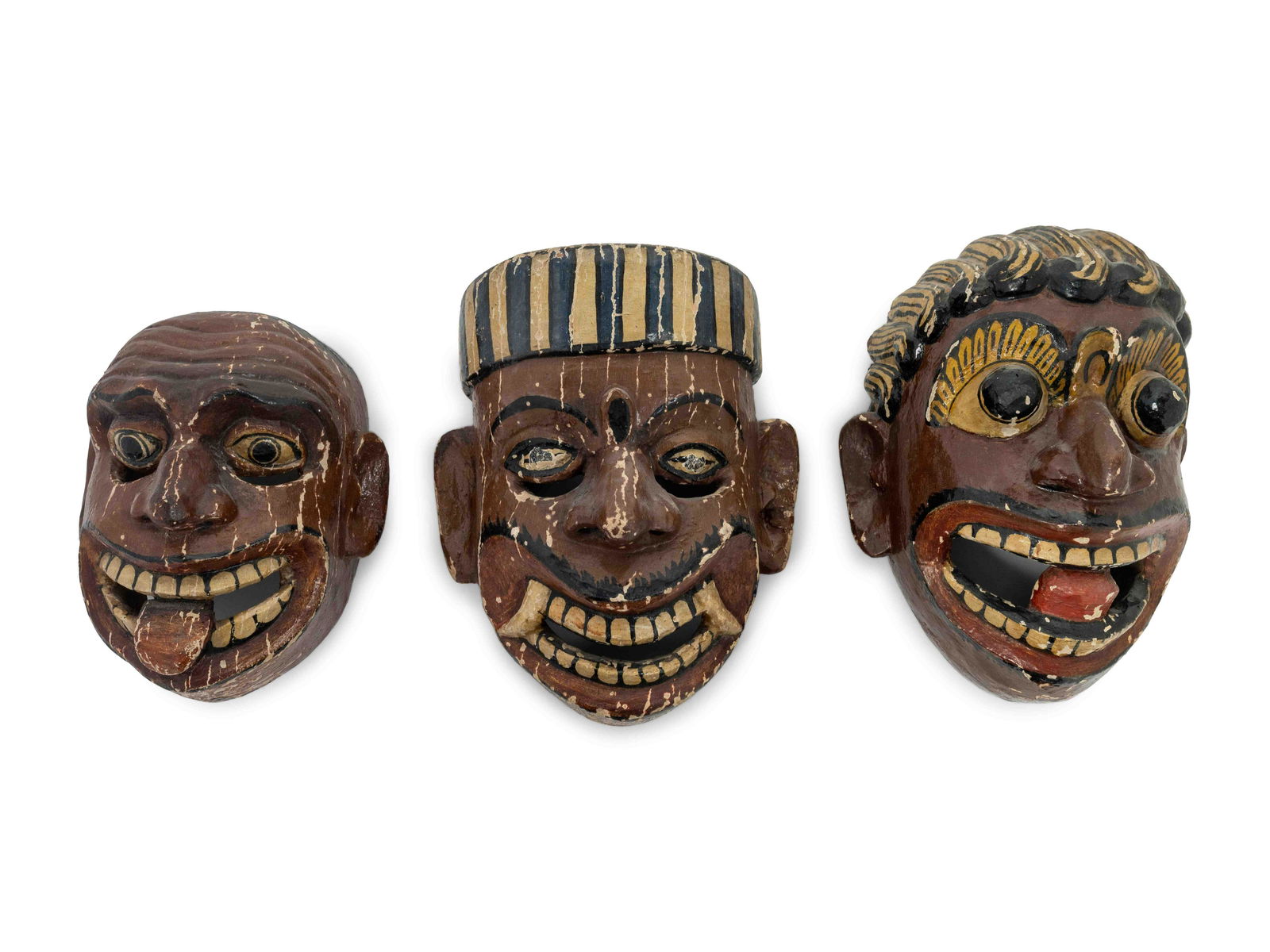 Three Mexican Carved and Polychromed Wood Masks (1 of 4)