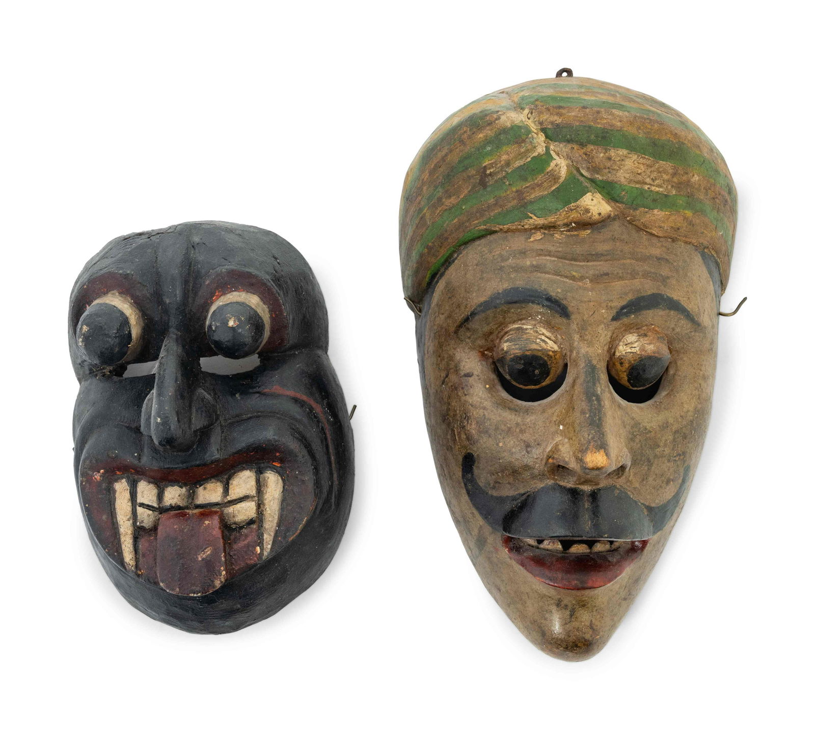 Two Mexican Carved and Polychromed Wood Masks (1 of 2)