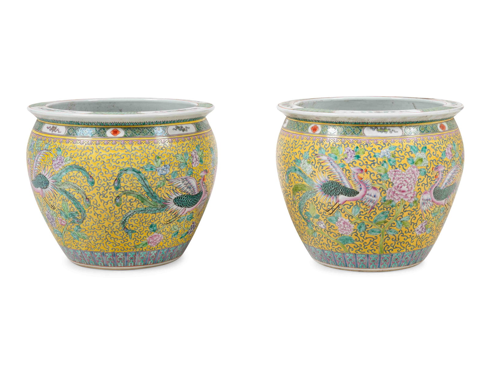 A Pair of Chinese Export Enameled Porcelain Jardinieres (1 of 4)