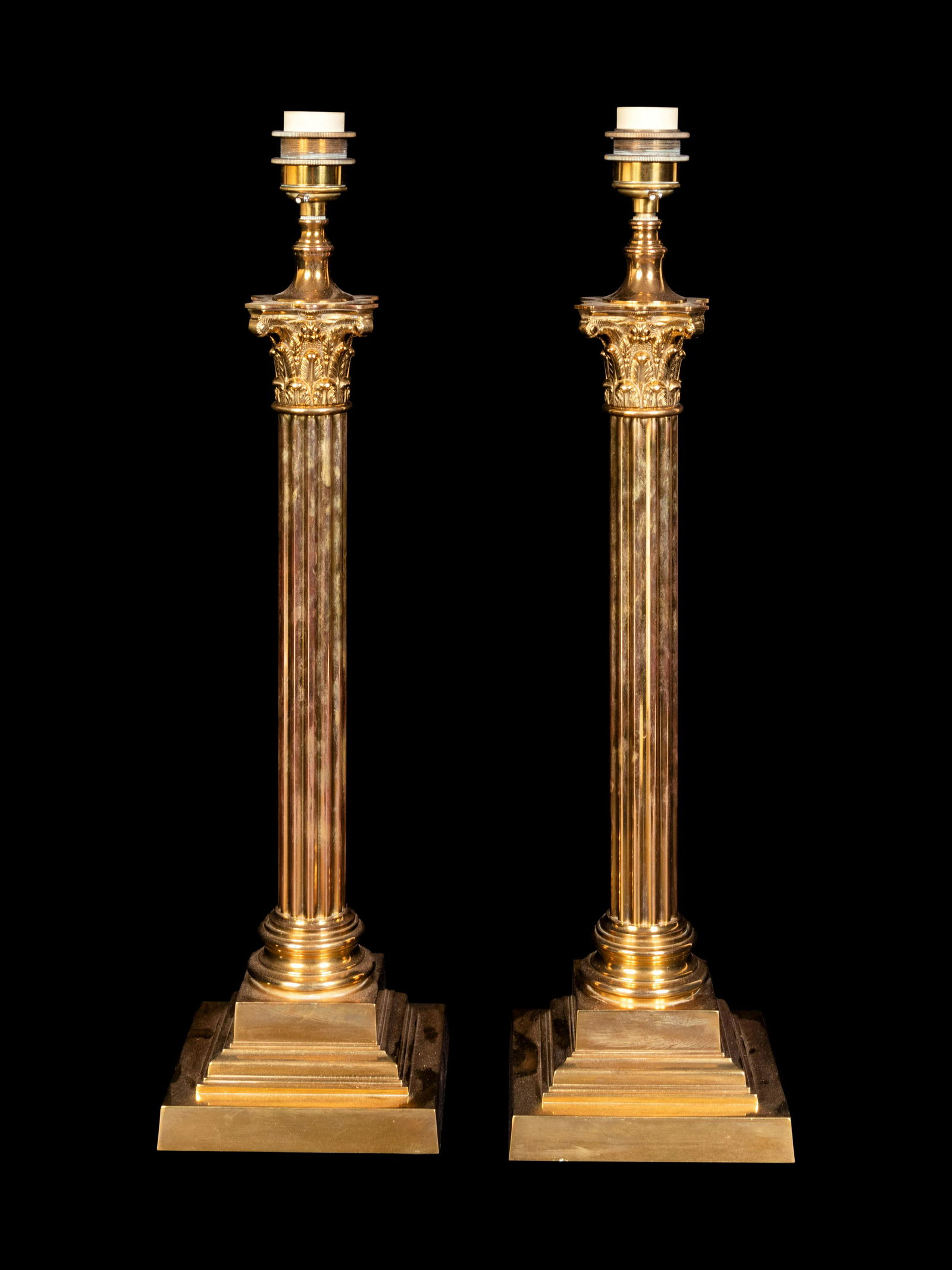 A Pair of Brass Corinthian Column Lamps (1 of 4)