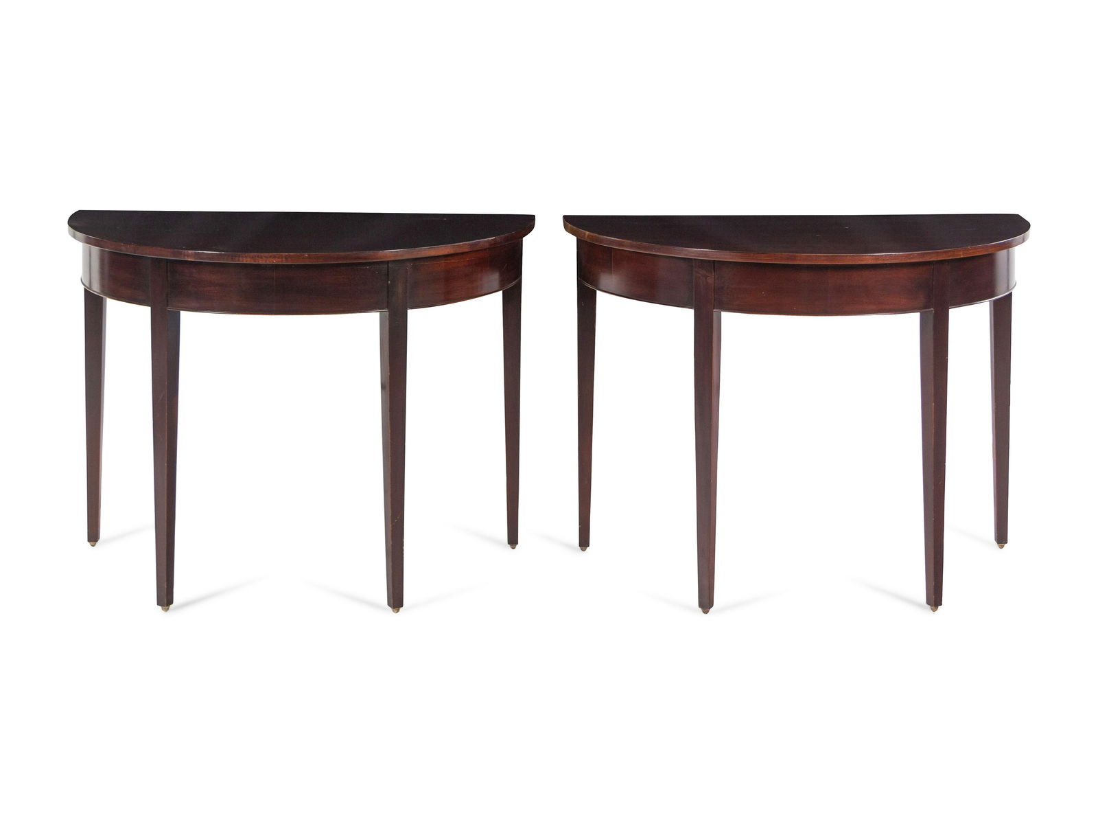 A Pair of George III Style Mahogany Demilune Tables (1 of 3)