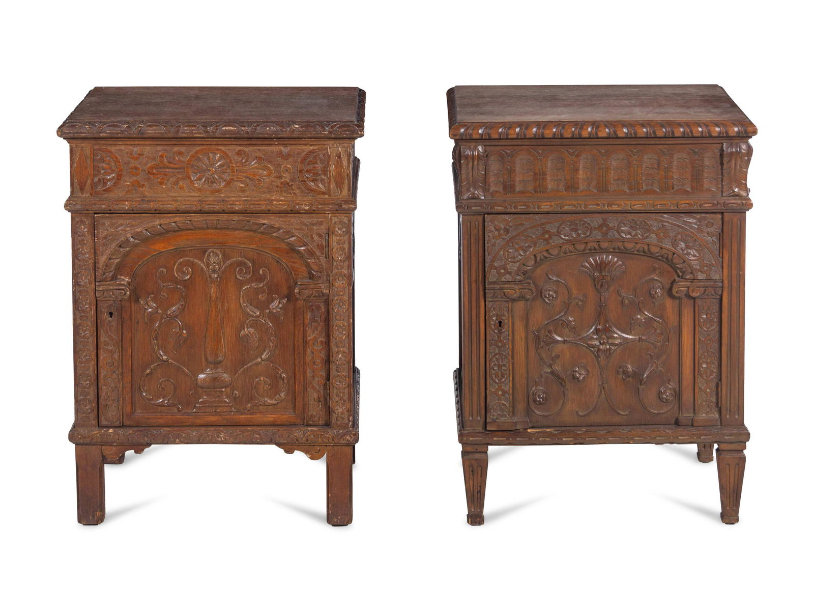 A Near Pair of Renaissance Style Carved Oak Side (1 of 3)