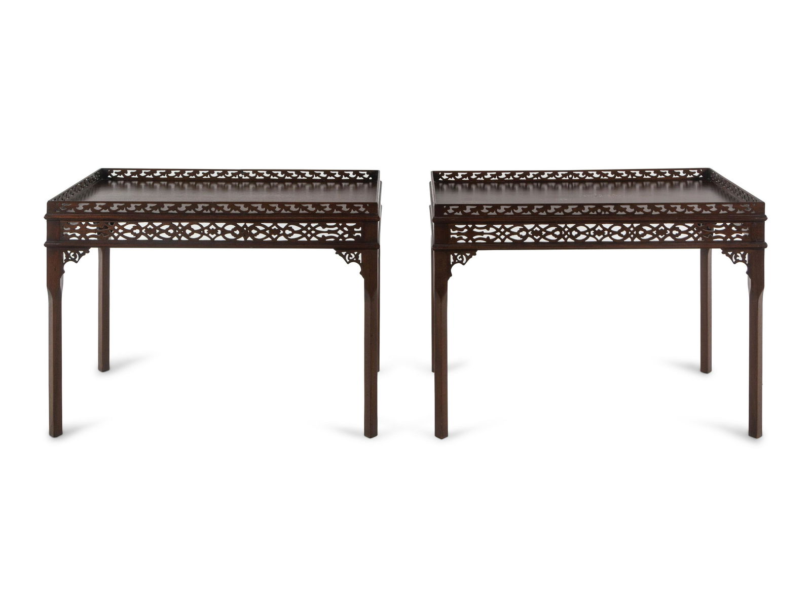 A Pair of Chinese Chippendale Style Mahogany Side (1 of 3)