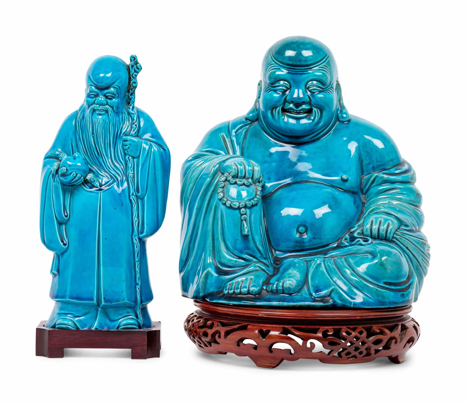 Two Turquoise Glazed Porcelain Figures of Immortals (1 of 5)