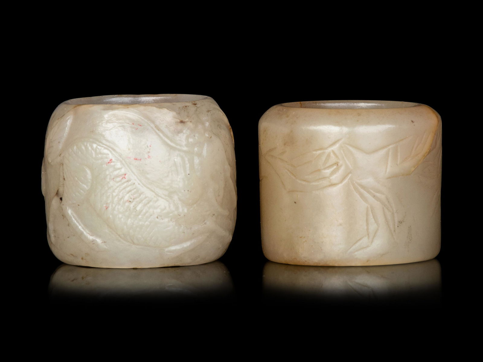 Two Carved Celadon Jade Archer's Rings (1 of 2)
