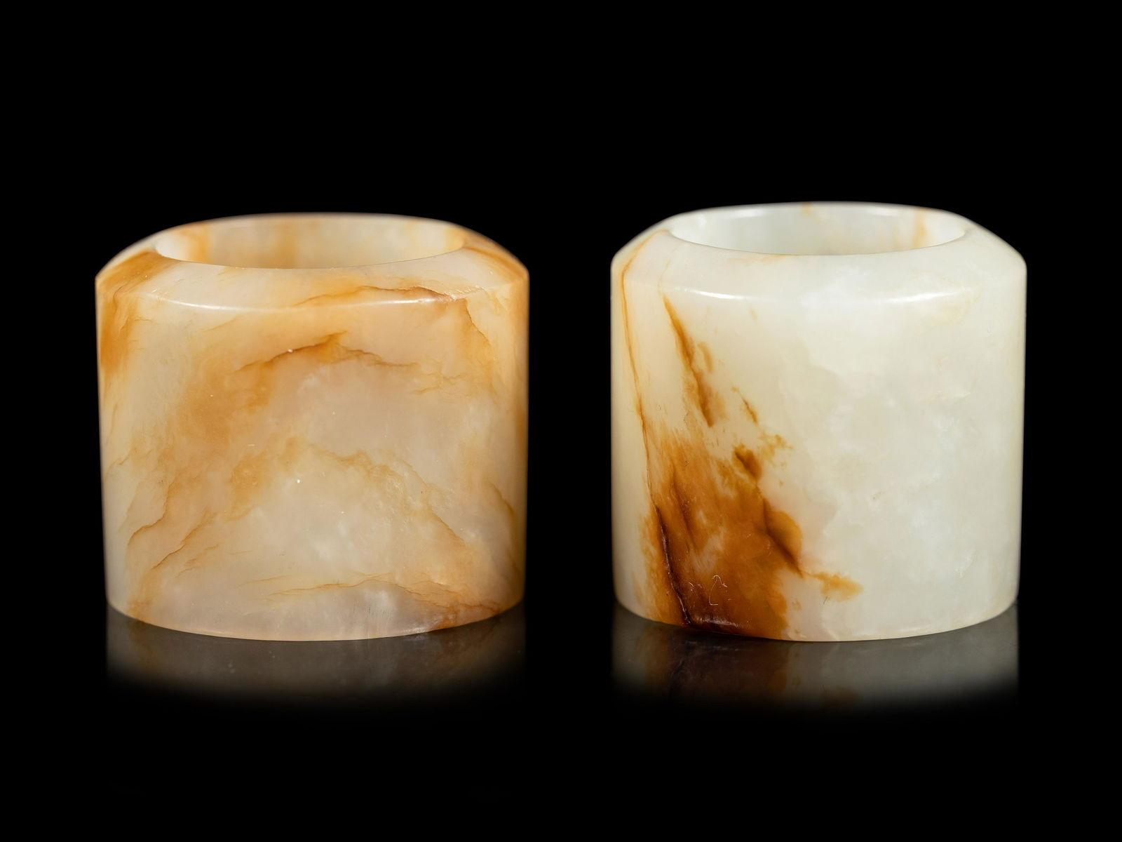 Two Russet and White Jade Archer's Rings (1 of 4)
