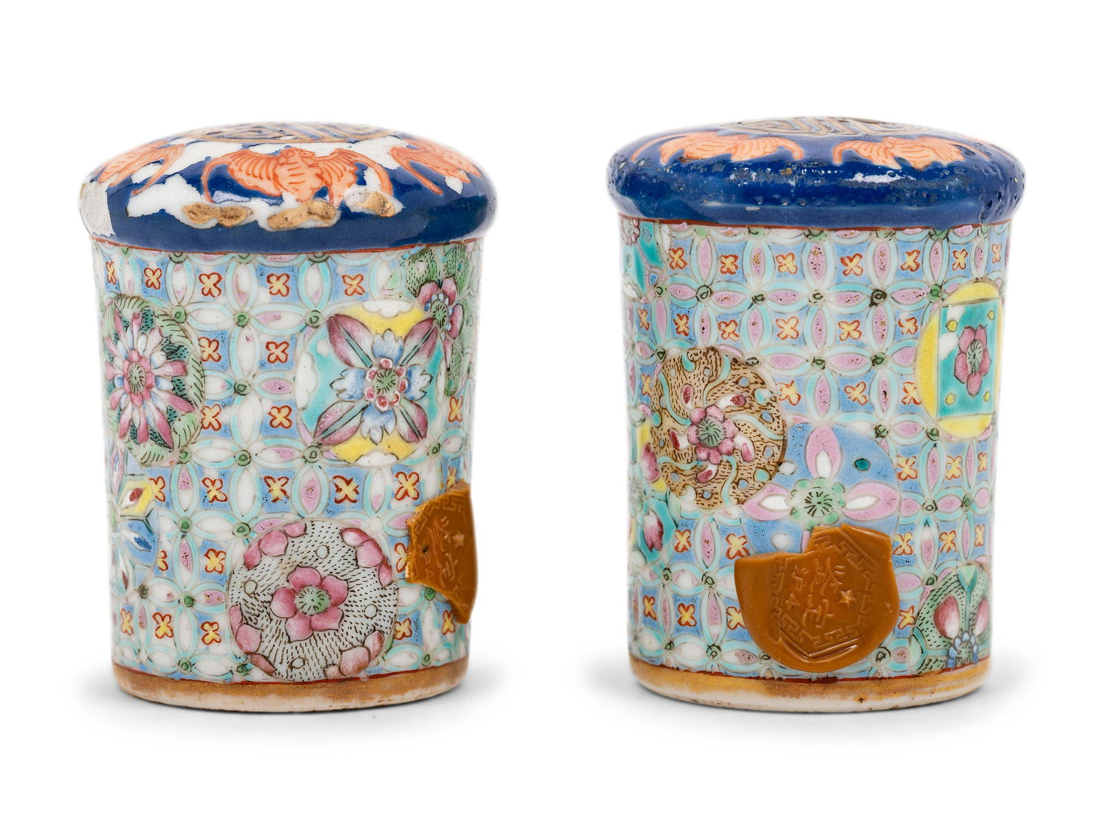 A Pair of Famille Rose Porcelain Scroll Ends (1 of 6)