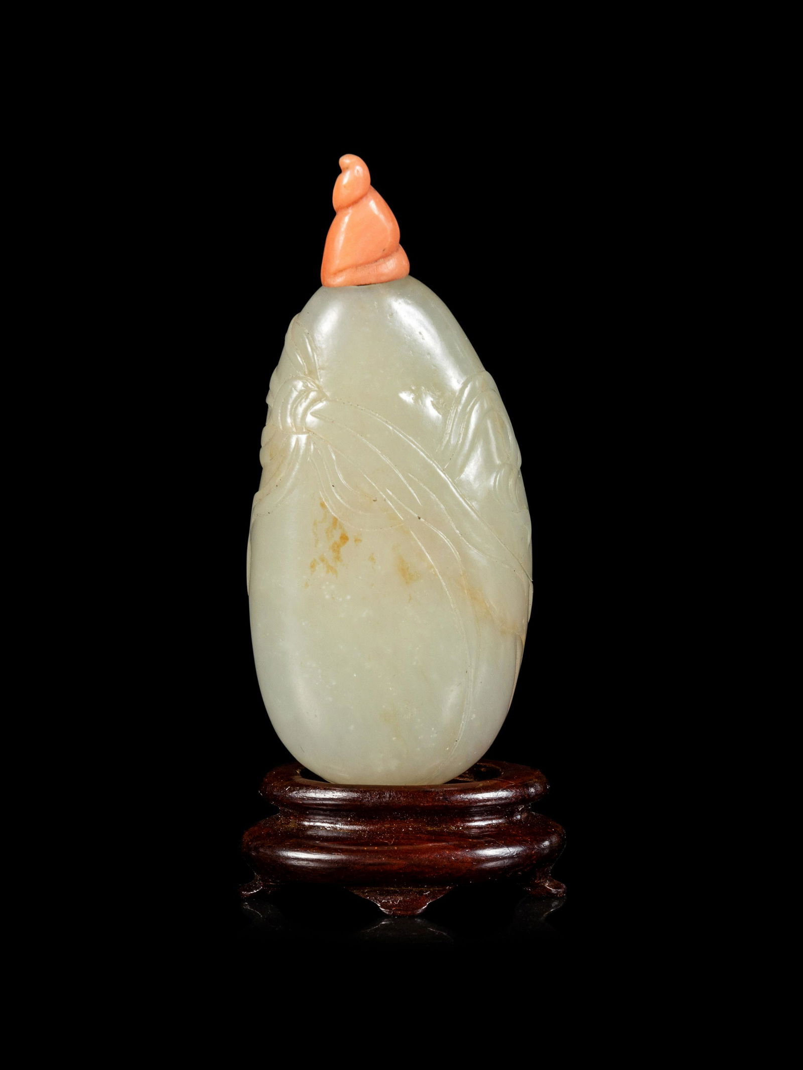 A Greyish White Jade Pebble-Form Snuff Bottle (1 of 2)