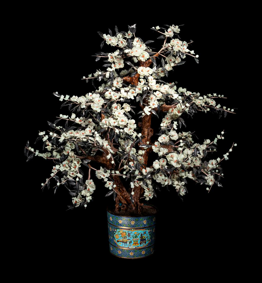 A Large Jade and Cloisonné Enamel Planter (1 of 6)