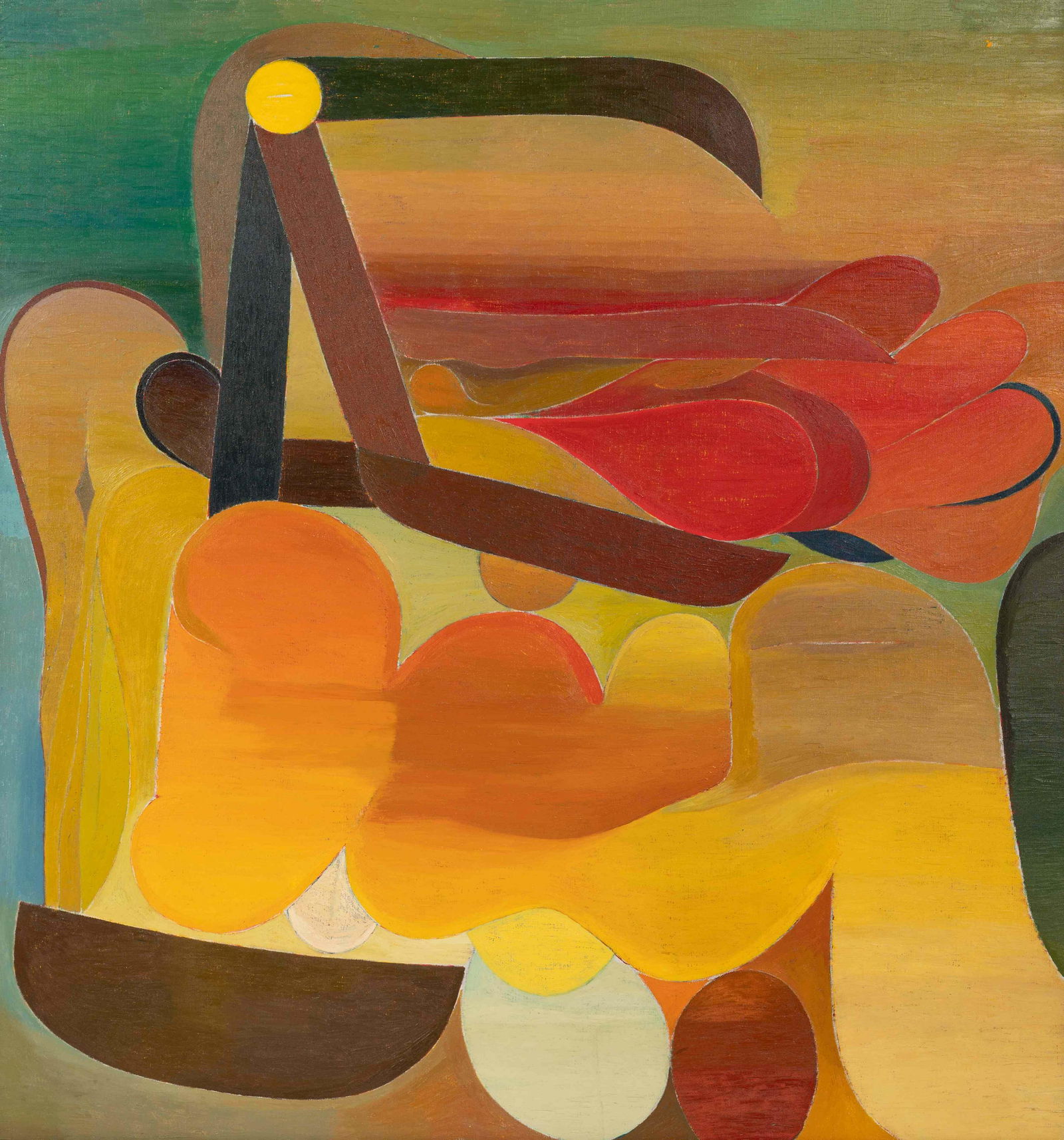 Miyoko Ito (American, 1918-1983) Bird in Sunset, c.: Miyoko Ito (American, 1918-1983) Bird in Sunset, c. 1960s oil on canvas signed Miyoko Ito, titled and dated (verso) 49 x 46 inches. Provenance: Phyllis Kind Gallery, Chicago