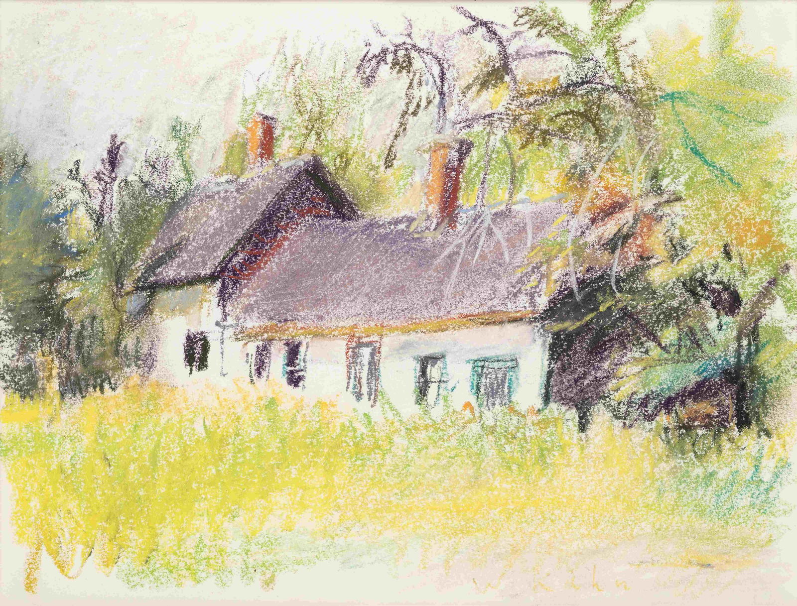 Wolf Kahn (American/German, 1927-2020) No One Lives: Wolf Kahn (American/German, 1927-2020) No One Lives There Anymore (Study for Deserted Farm House), 1972 pastel on paper signed W. Kahn (lower right) 8 ¾ x 11 ½ inches. Property from the Coll