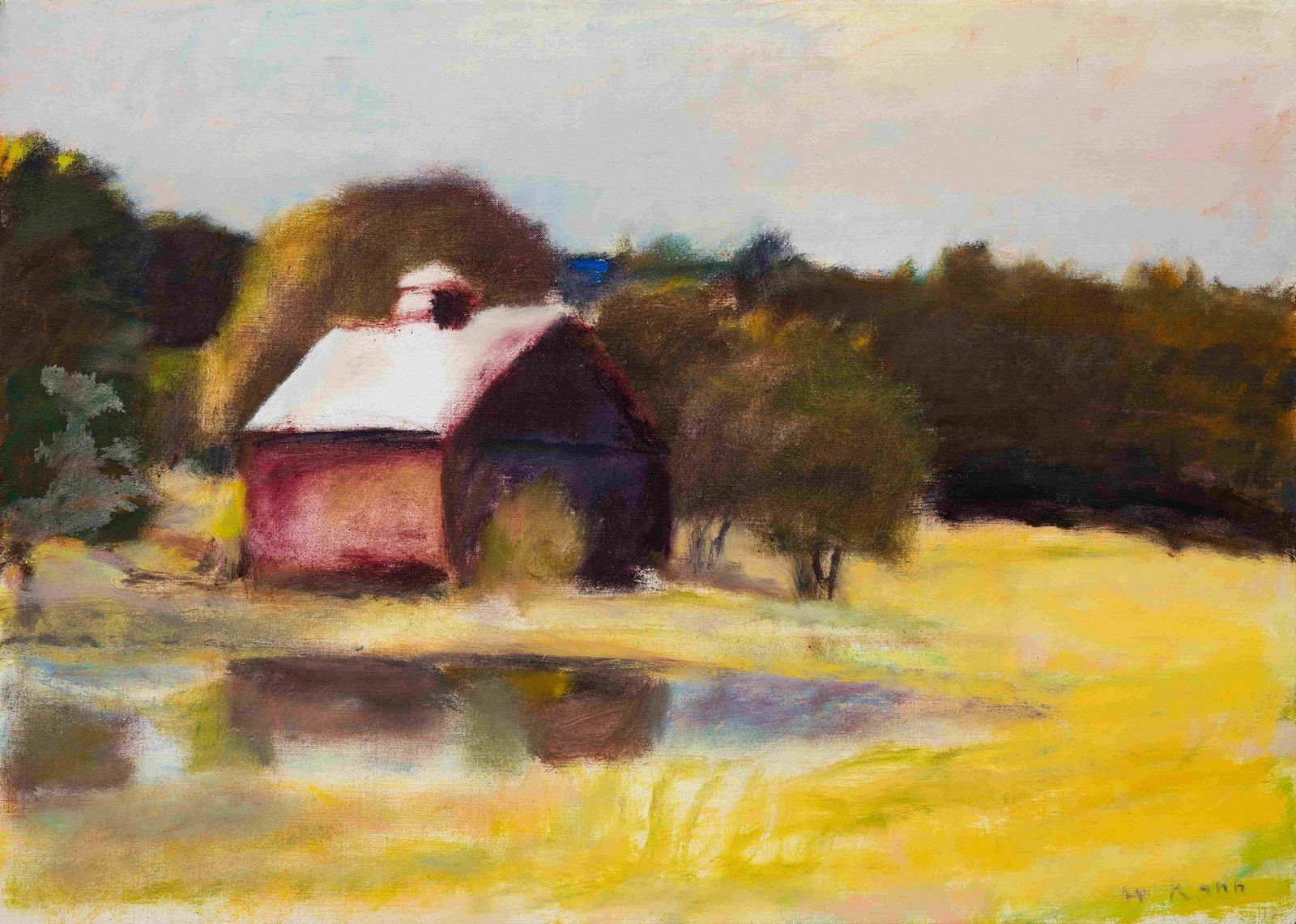 Wolf Kahn (American/German, 1927-2020) Off Route #5,: Wolf Kahn (American/German, 1927-2020) Off Route #5, Guilford, VT, 1975 oil on canvas signed W. Kahn (lower right) 24 x 34 inches. Property from the Collection of the Terrence J. Dimoff Trust, Milwauk