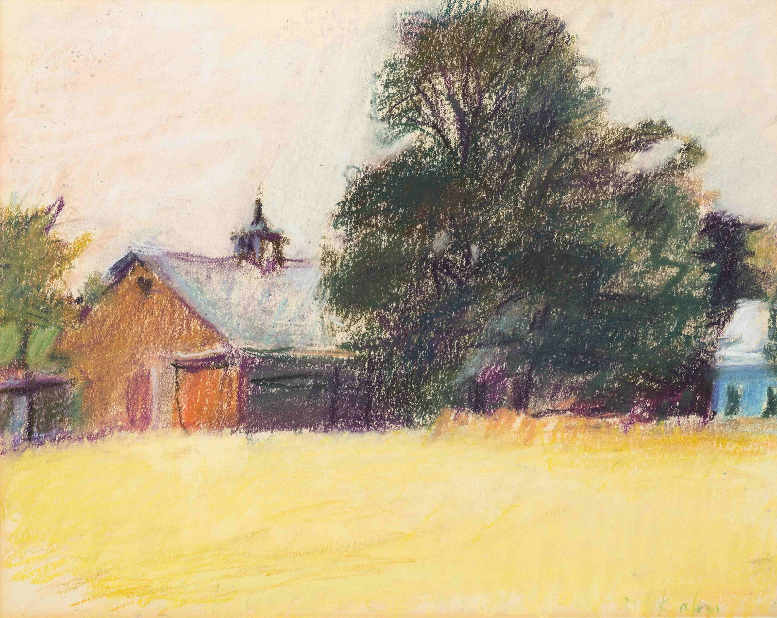 Wolf Kahn (American/German, 1927-2020) Cupola Barn,: Wolf Kahn (American/German, 1927-2020) Cupola Barn, 1974 pastel on paper signed W. Kahn (lower right) 10 ½ x 13 inches. Property from the Collection of the Terrence J. Dimoff Trust, Milwaukee, Wi