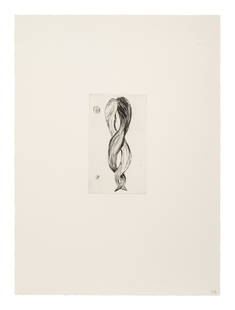 Louise Bourgeois (American/French, 1911-2010) Untitled,: Louise Bourgeois (American/French, 1911-2010) Untitled, no. 3 of 12 (Attempt at Meeting; Hair) (fromAnatomy) etching initialed and inscribed 'SPI 2' in pencil 7 1/4 x 4 inches. Property from the Colle
