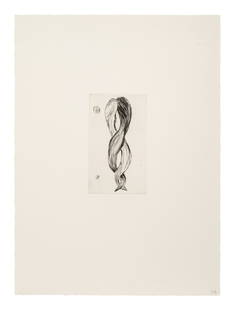 Louise Bourgeois (American/French, 1911-2010) Untitled,: Louise Bourgeois (American/French, 1911-2010) Untitled, no. 3 of 12 (Attempt at Meeting; Hair) (fromAnatomy) etching initialed and inscribed 'SPI 2' in pencil 7 1/4 x 4 inches. Property from the