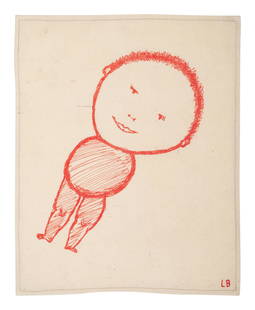 Louise Bourgeois (American/French, 1911-2010) The: Louise Bourgeois (American/French, 1911-2010) The Smile, 2001 lithograph on fabric embroidered initial lower right, inscribed and numbered 31/40 in pen 11 3/4 x 9 3/8 inches. Property from the Ginny