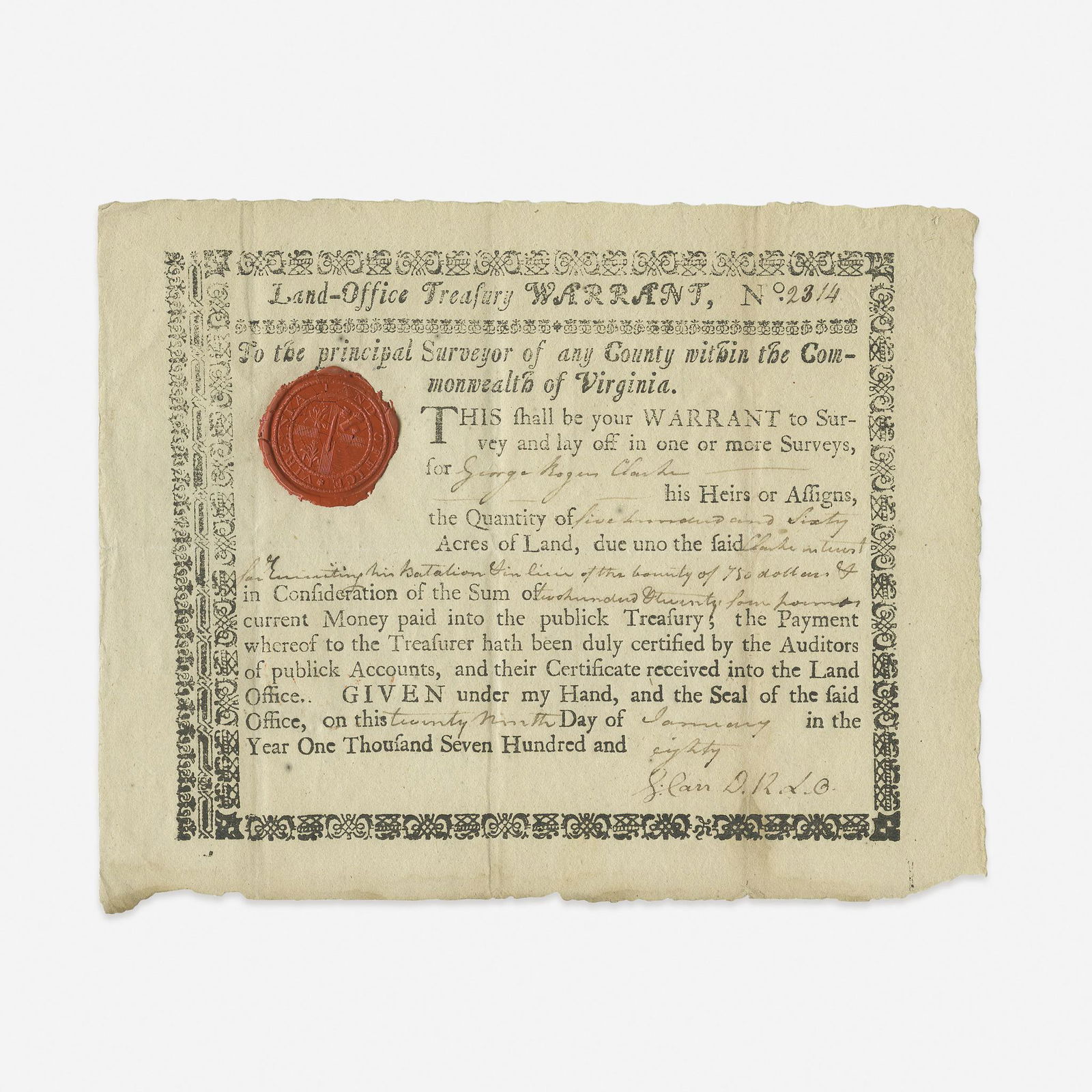 [American Revolution] [Clark, George Rogers] Virginia (1 of 1)
