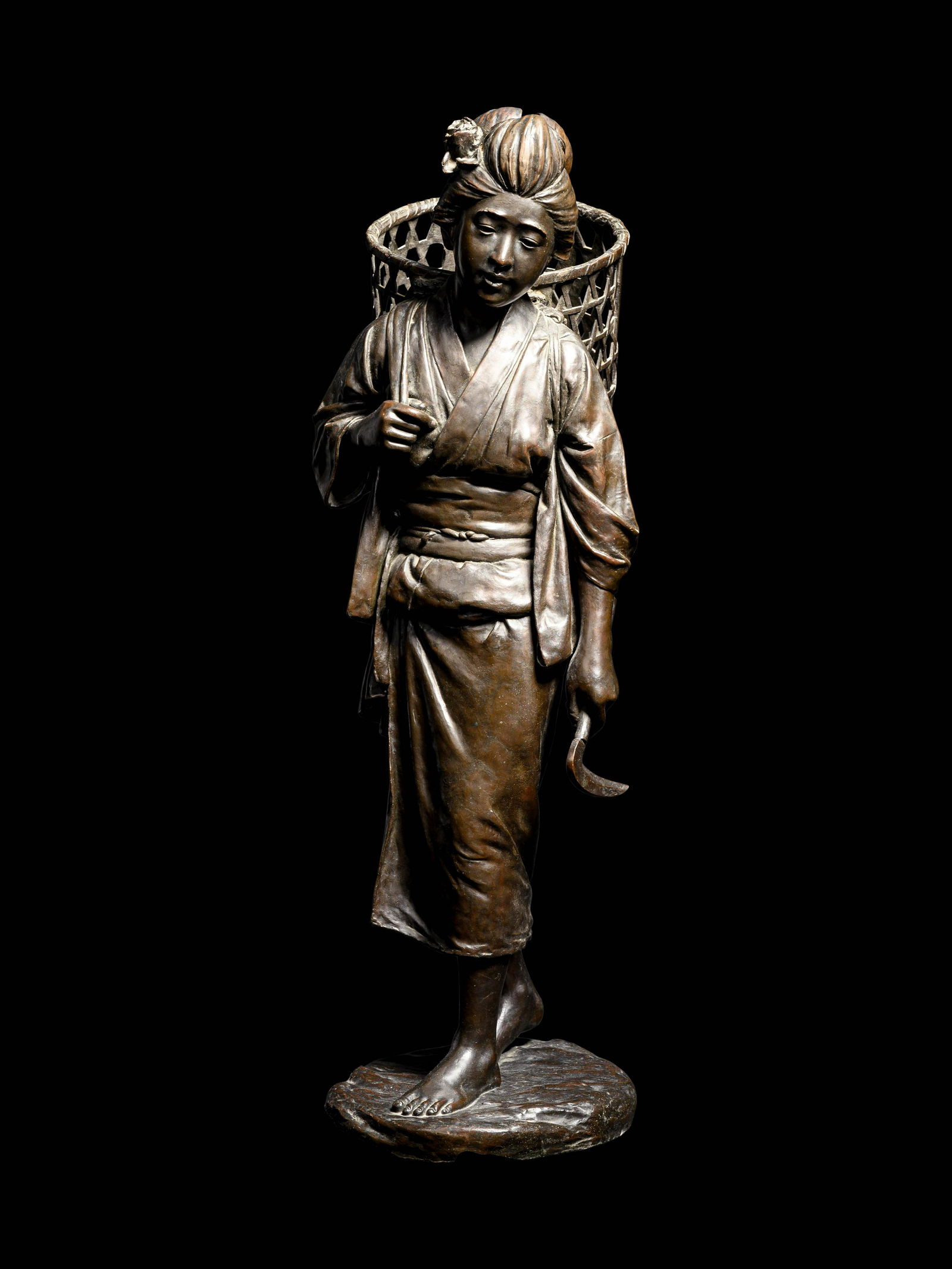 A Bronze Okimono of a Lady (1 of 5)