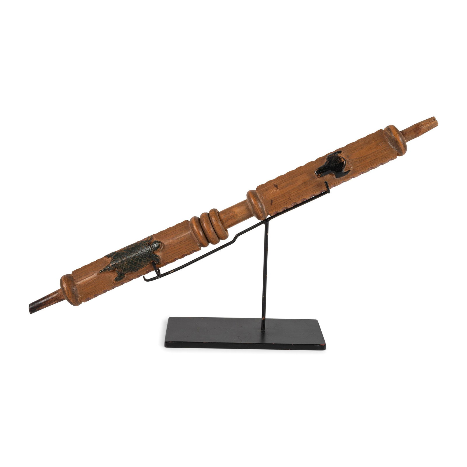 Standing Rock Sioux Carved and Painted Puzzle Pipe Stem (1 of 4)