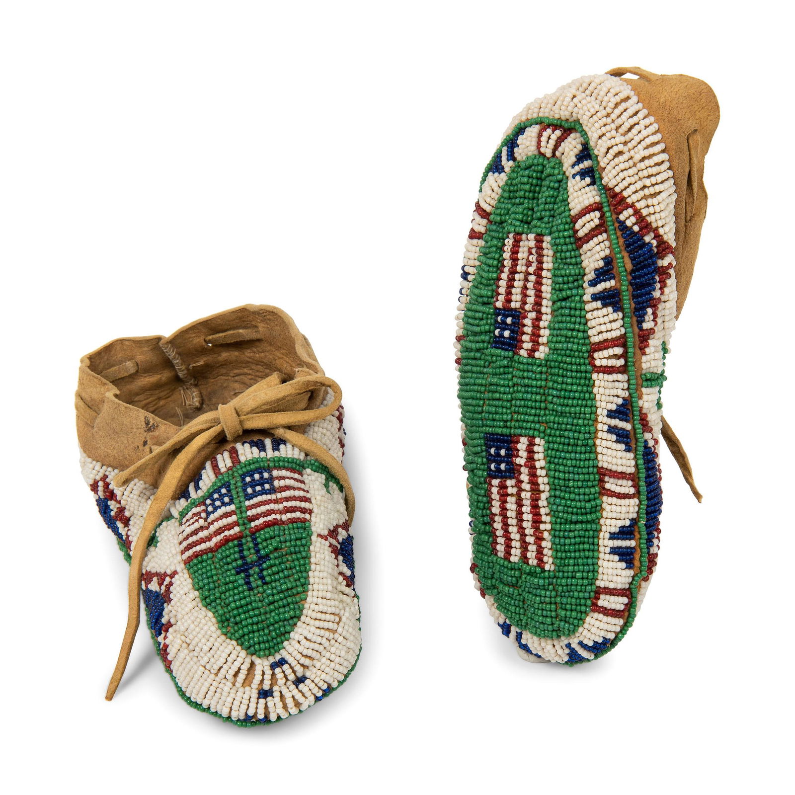 Sioux Child's Fully Beaded Moccasins, with American (1 of 5)