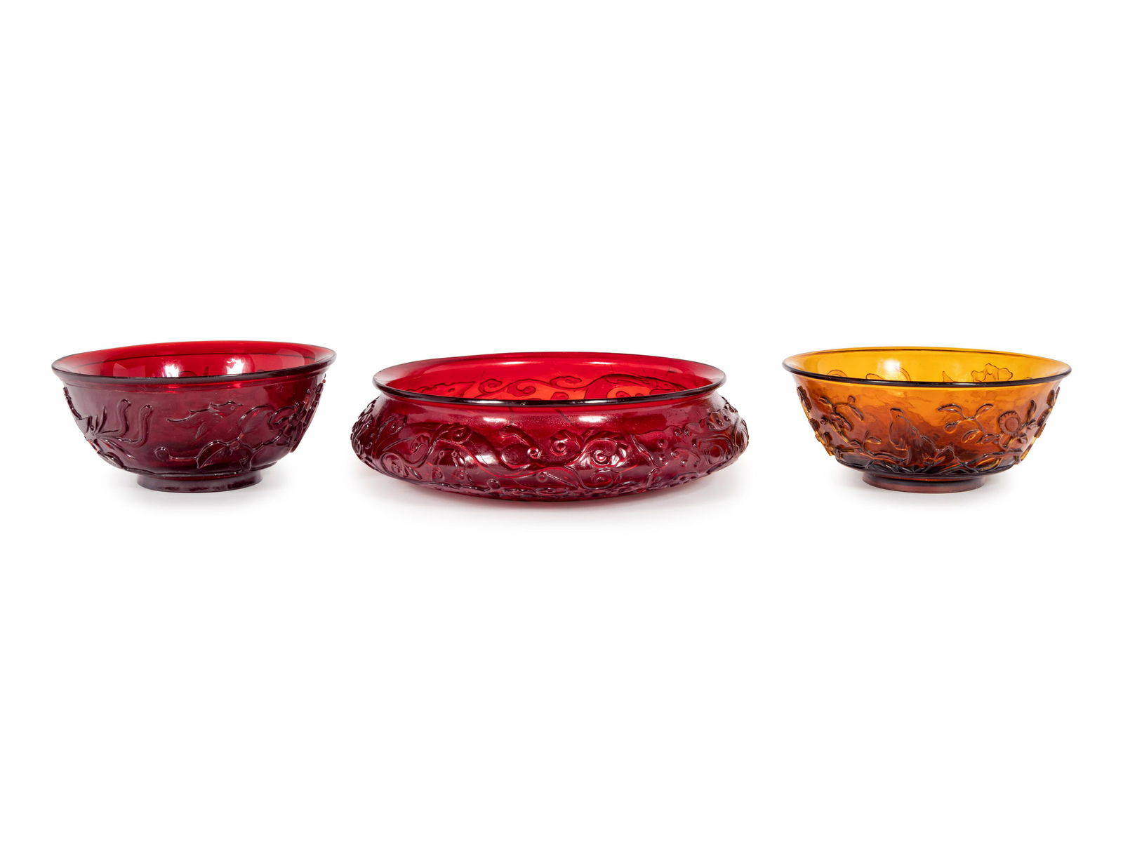 Three Chinese Carved Transparent Glass Vessels (1 of 5)