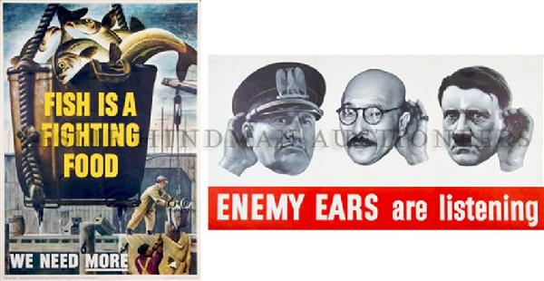 (POSTERS, WWII) OFFICE OF WAR INFORMATION Height of lar: (POSTERS, WWII) OFFICE OF WAR INFORMATION A group of eight WWII propaganda posters issued by the Office of War Information, comprising The more women at work the sooner we win!, (O.W.I. No. 52); ENEMY