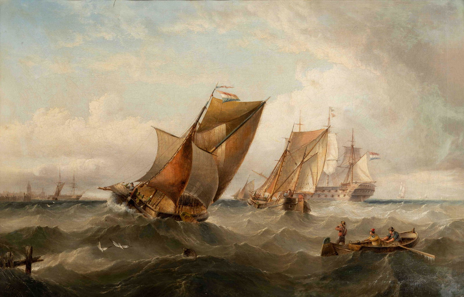 Henry Redmore (British, 1820-1887) Ships in Swells, (1 of 4)