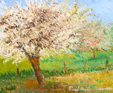 Paul-Emile Pissarro (French, 1884-1972) Pommier en: Paul-Emile Pissarro (French, 1884-1972) Pommier en fleurs oil on canvas signed Paul emile Pissarro (lower right); titled and inscribed (verso) 21 &#188; x 25 &#190; inches. Property from the Estate of