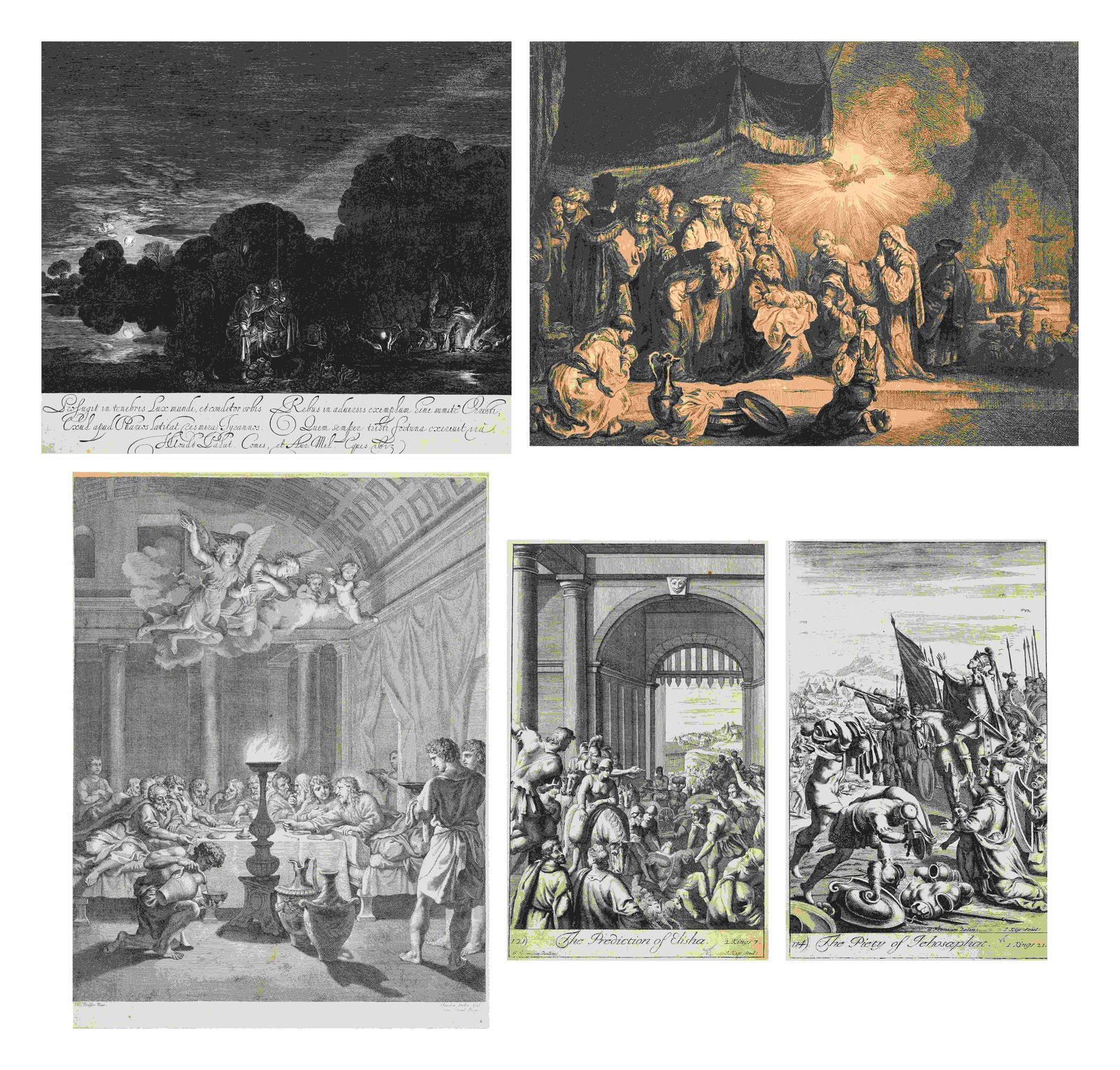 A group of five prints depicting religious scenery (1 of 11)