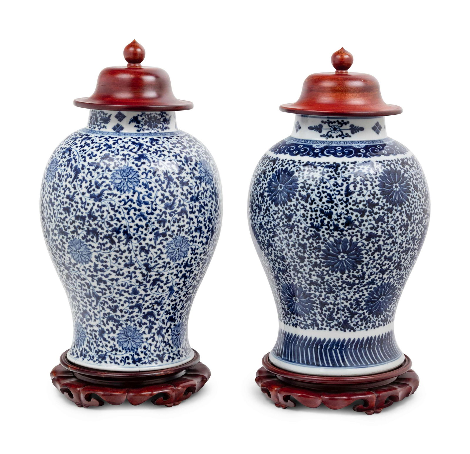 Two Chinese Blue and White Porcelain Baluster Jars (1 of 3)