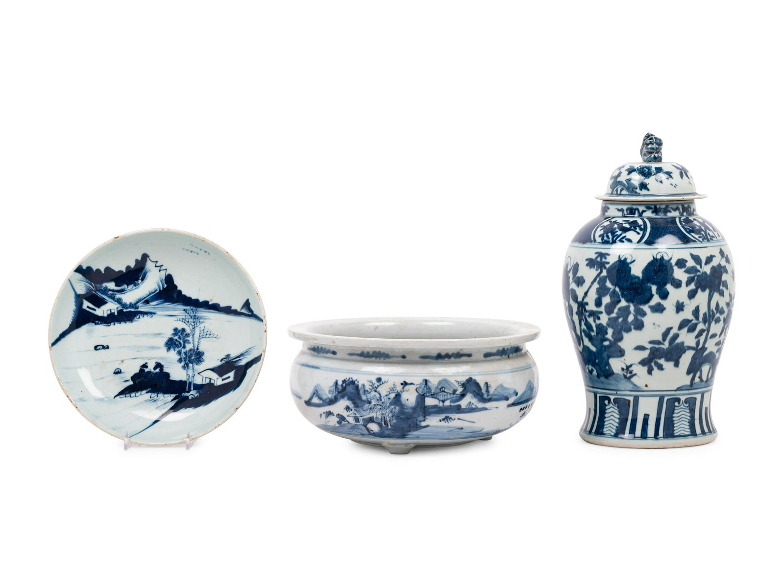 Three Chinese Blue and White Porcelain Articles (1 of 4)