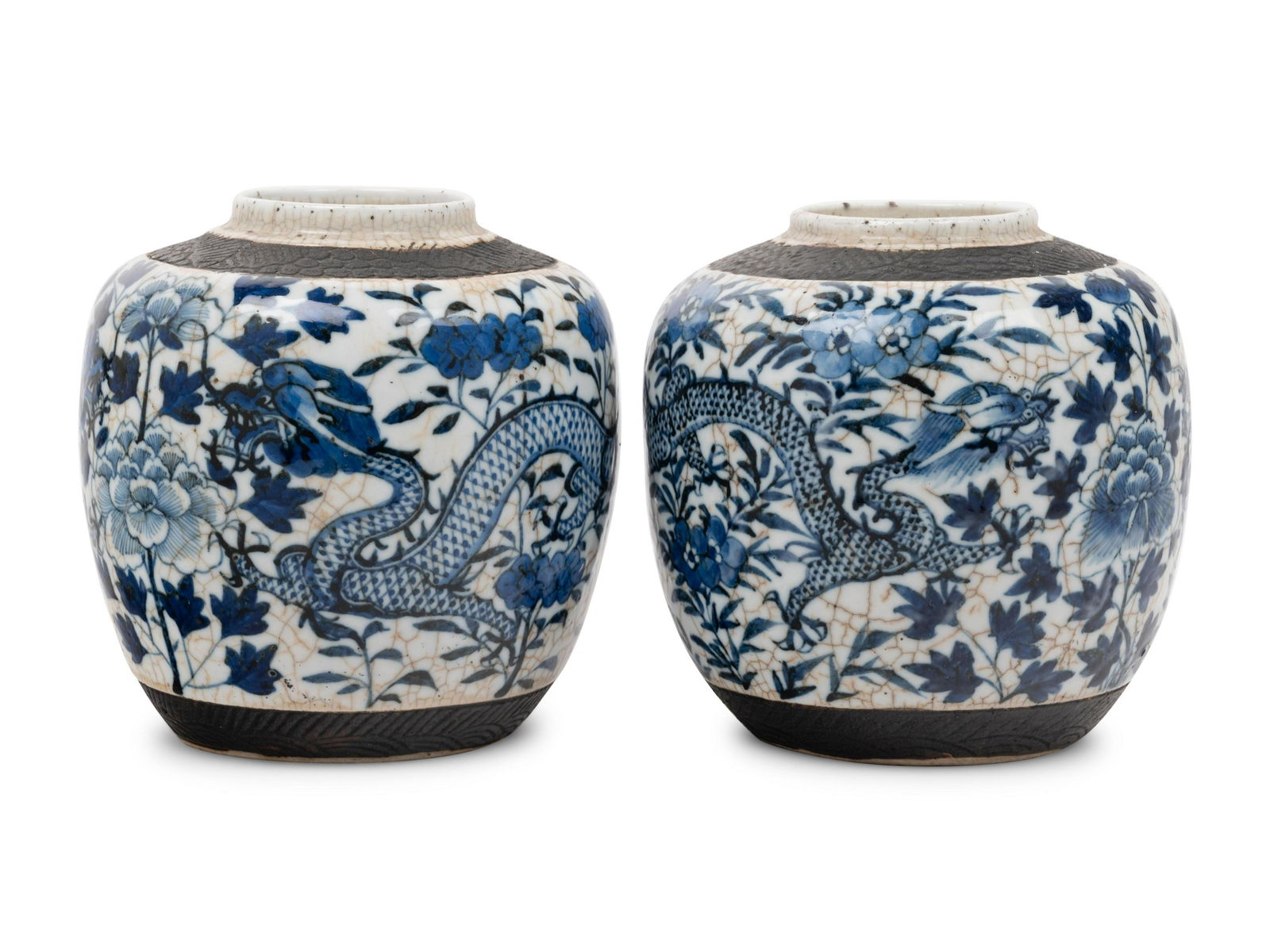 Two Chinese Underglaze Blue Crackle Glazed and Iron (1 of 4)