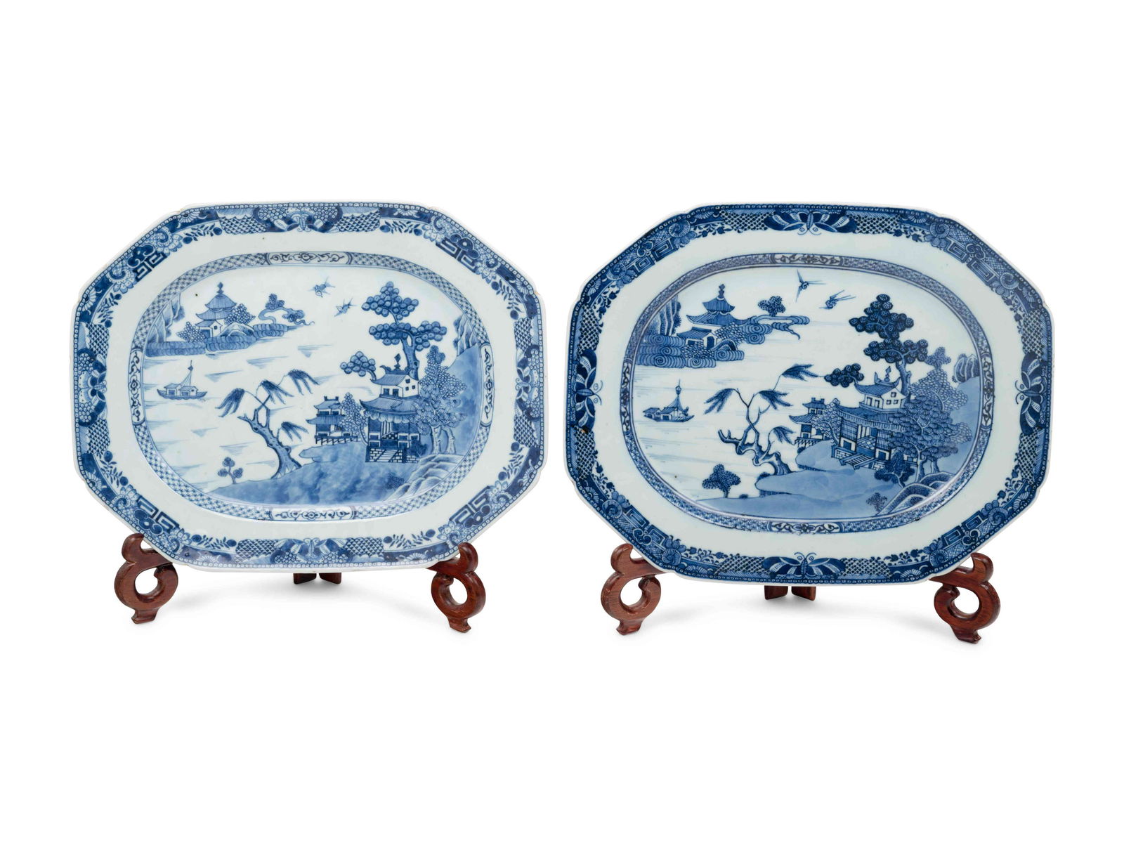 Two Chinese Export Blue and White Porcelain Platters (1 of 5)