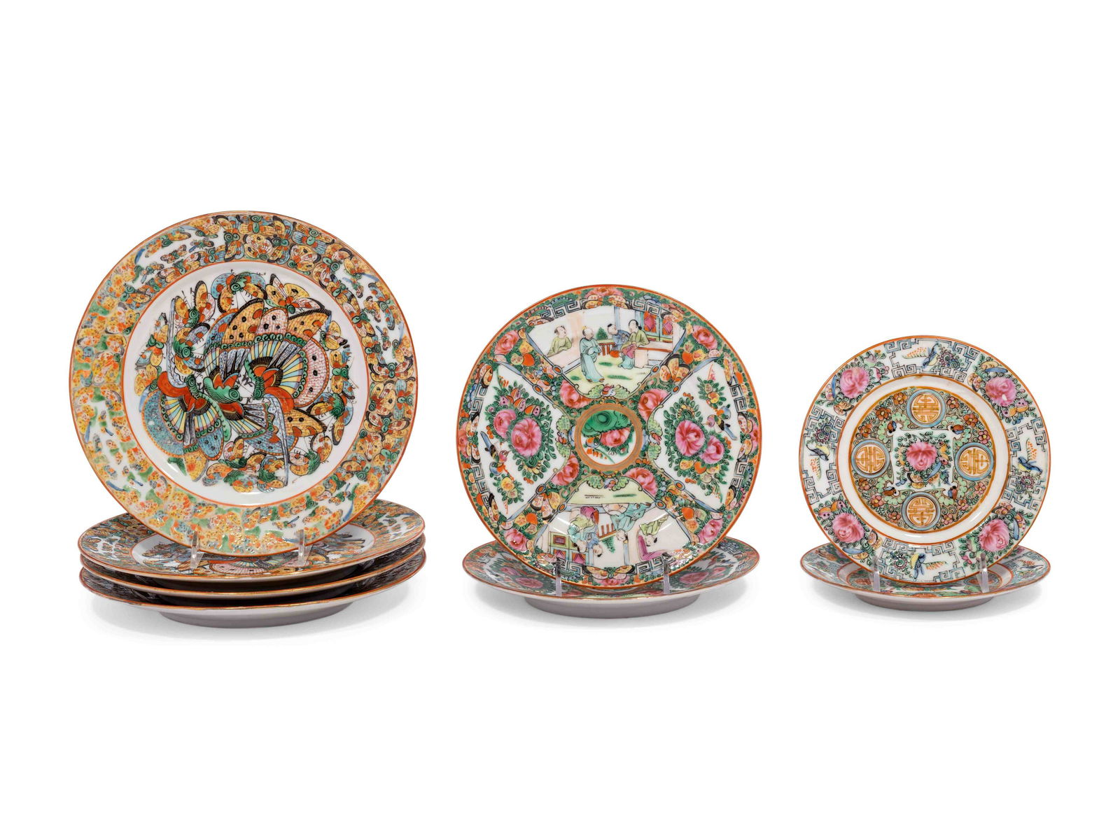 Eight Chinese Canton Famille Rose Porcelain Plates (1 of 4)