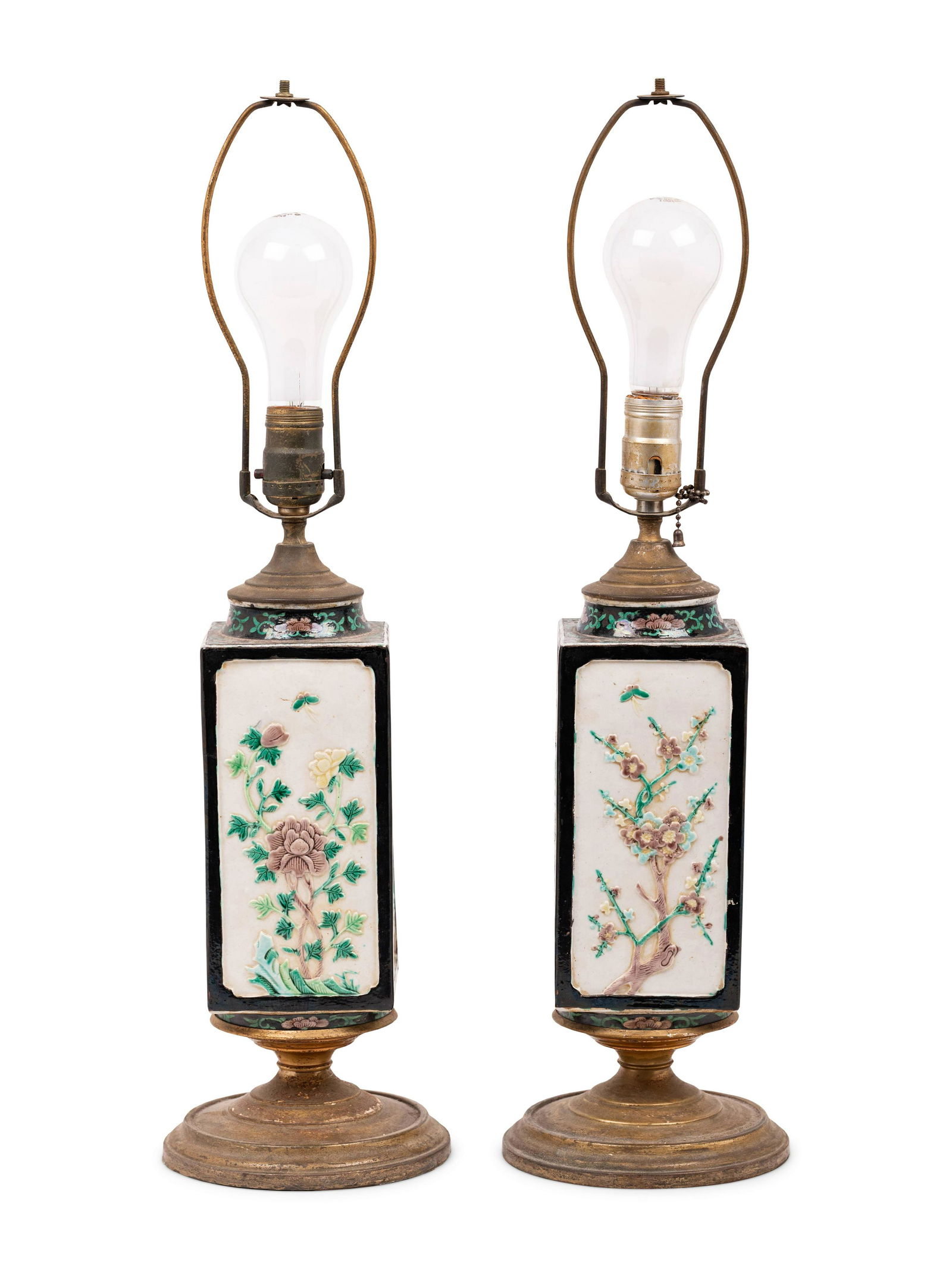 A Pair of Chinese Carved Famille Rose Porcelain Vases (1 of 5)