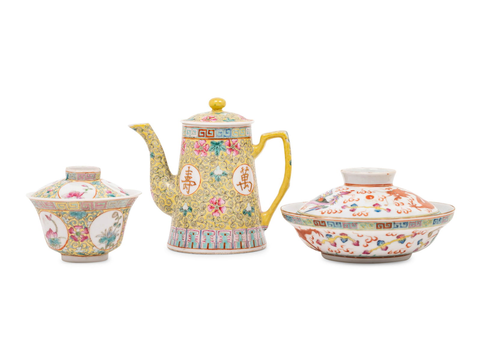 Three Chinese Famille Rose Porcelain Wares (1 of 7)