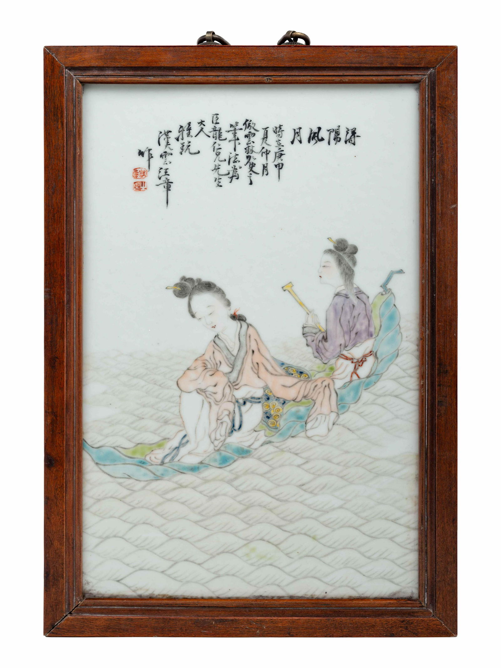A Chinese Famille Rose Porcelain Plaque by Wang Zhang (1 of 3)