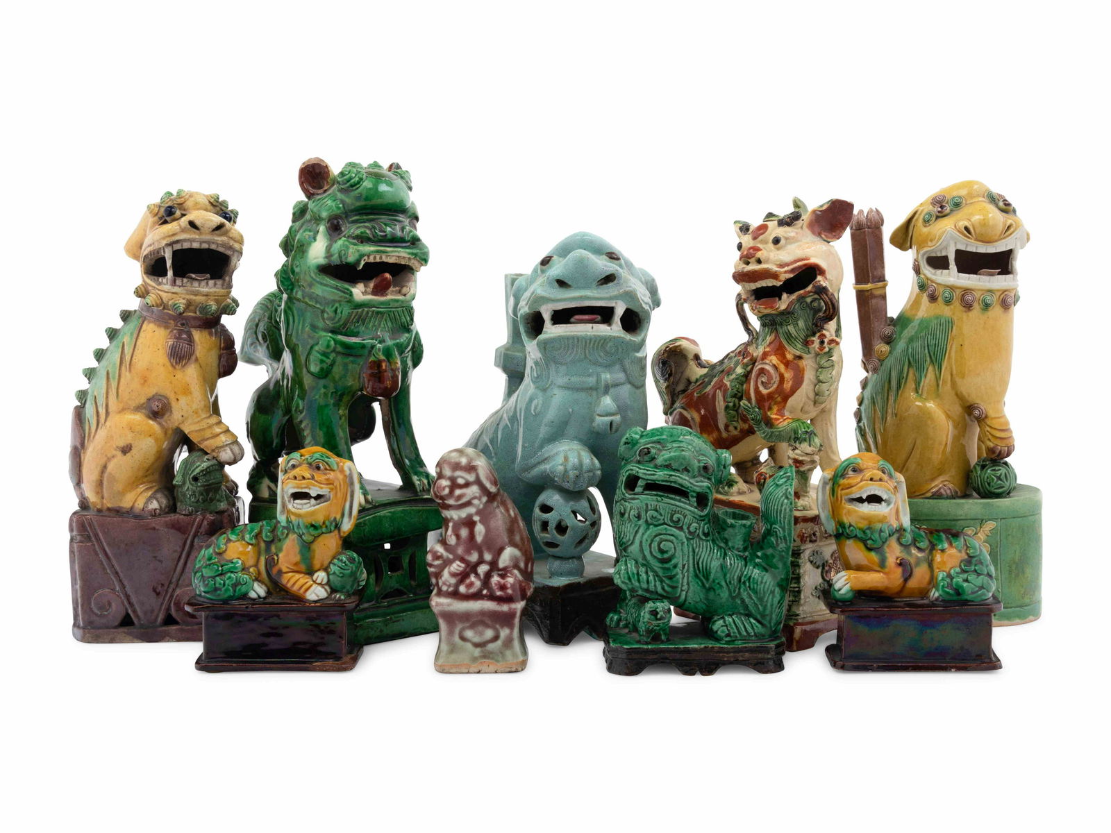 Nine Chinese Porcelain Figures of Fu Lions (1 of 10)