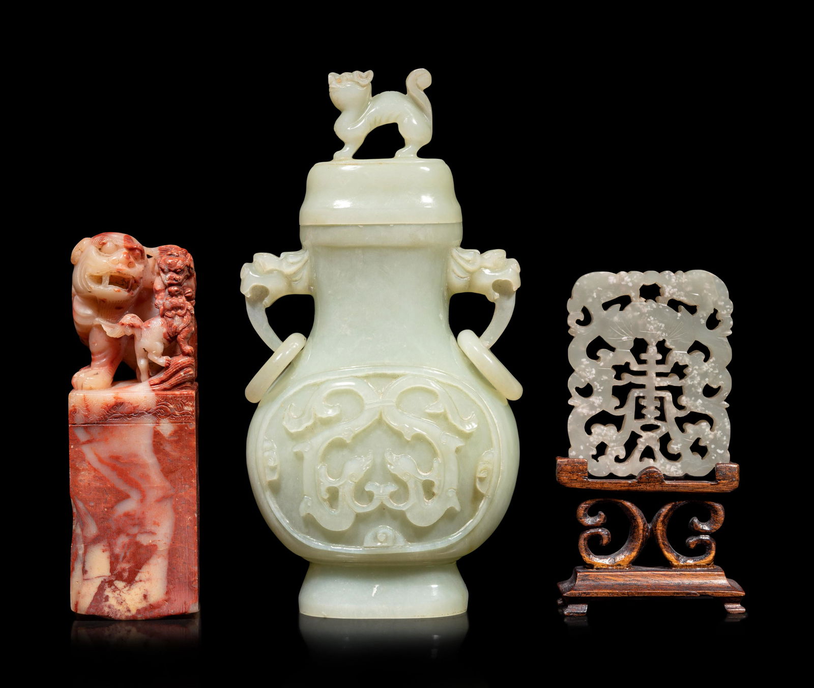 Two Chinese Carved Hardstone Articles and A Carved (1 of 8)
