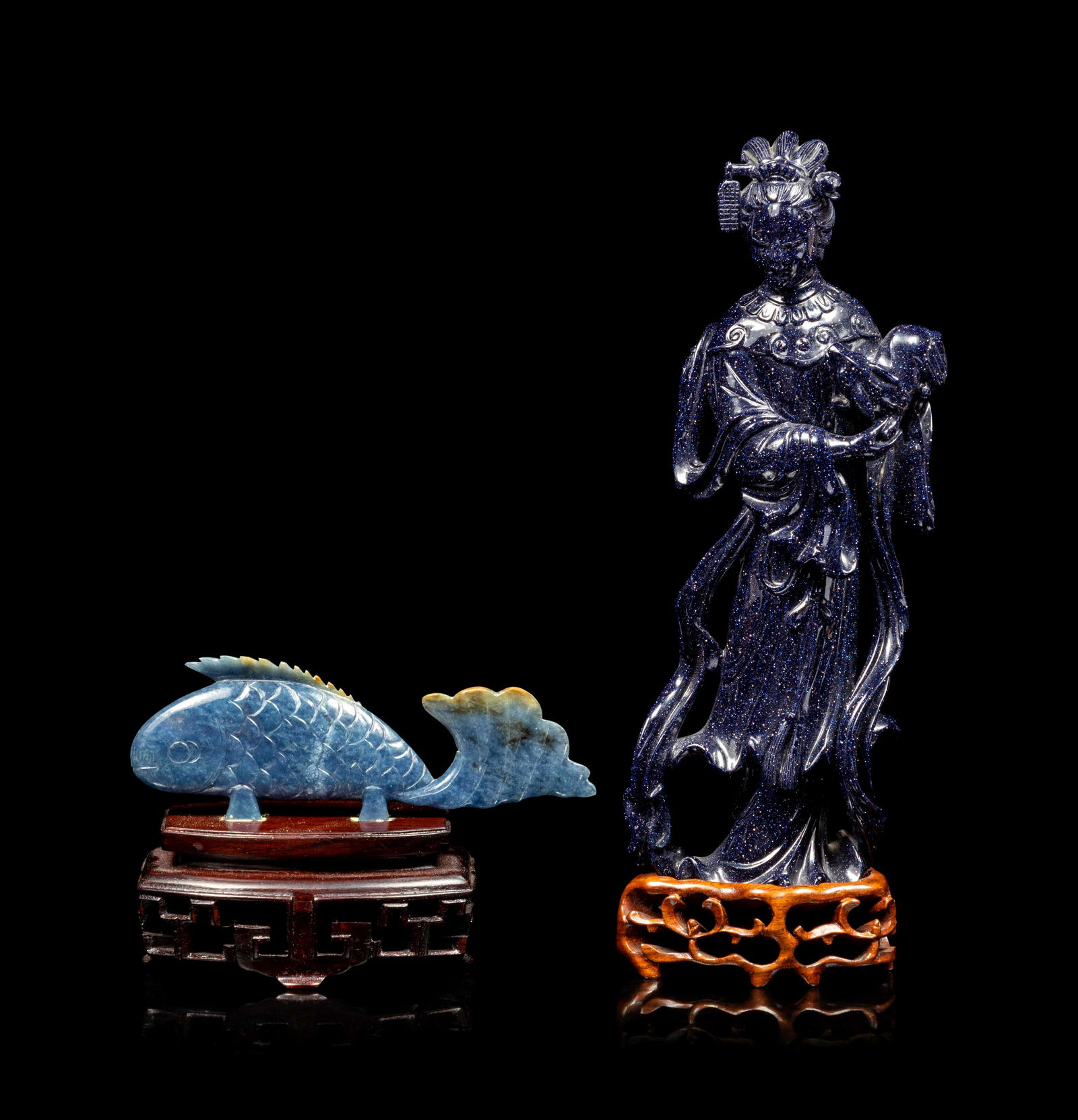 Two Chinese Carved Hardstone Figures (1 of 2)