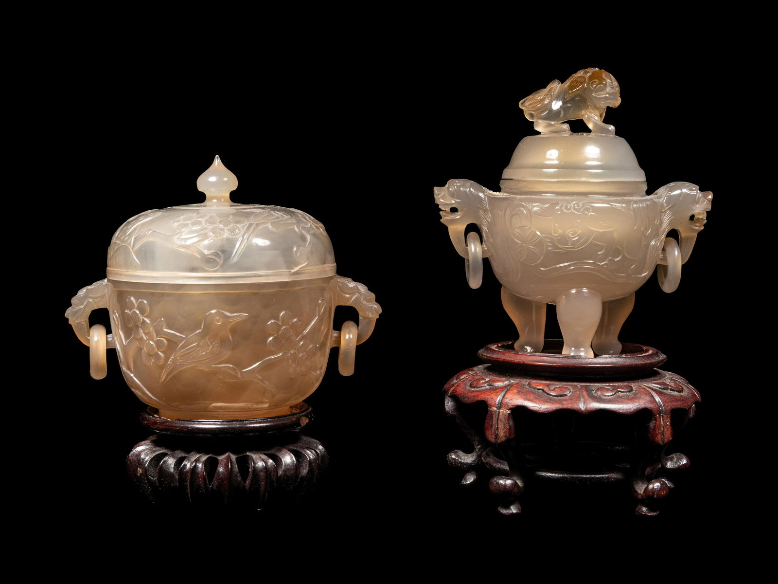 Two Carved Agate Covered Vessels (1 of 4)