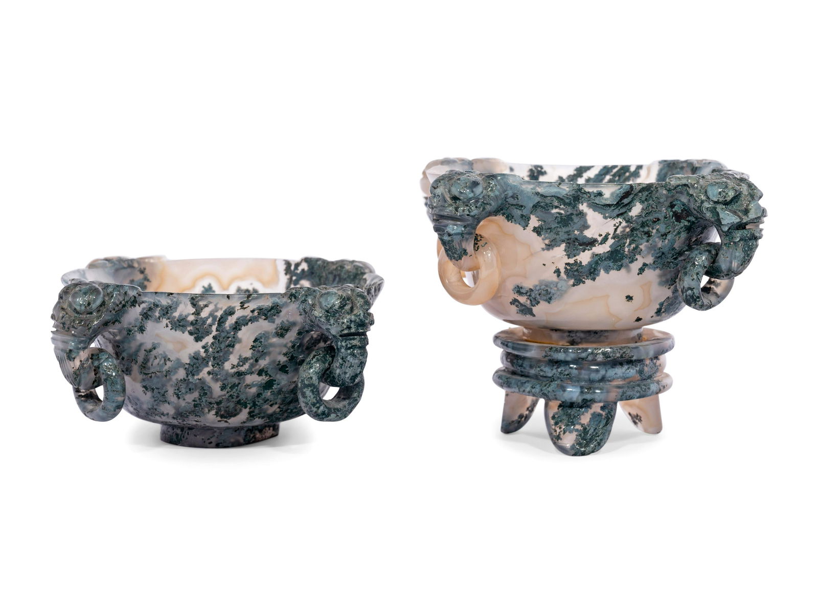 A Pair of Chinese Carved Black and Banded Agate (1 of 4)